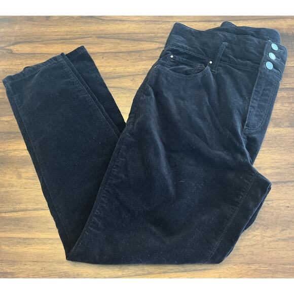 Ann Taylor Sz 12 Black Velvet Pants, Skinny Leg, 3-Button Waist, Whimsy Academia - Picture 1 of 8